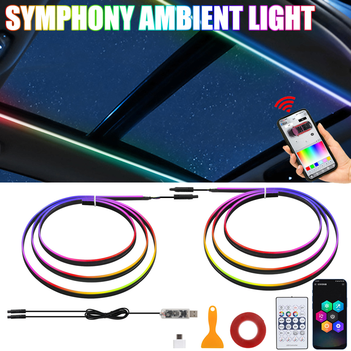 Led Gaming Light Strip - Led clarabóia teto solar do carro