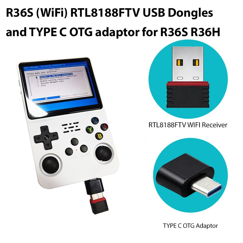 Gaming Console R36H - 2026 R36S (WiFi) RTL8188FTV Dongles USB