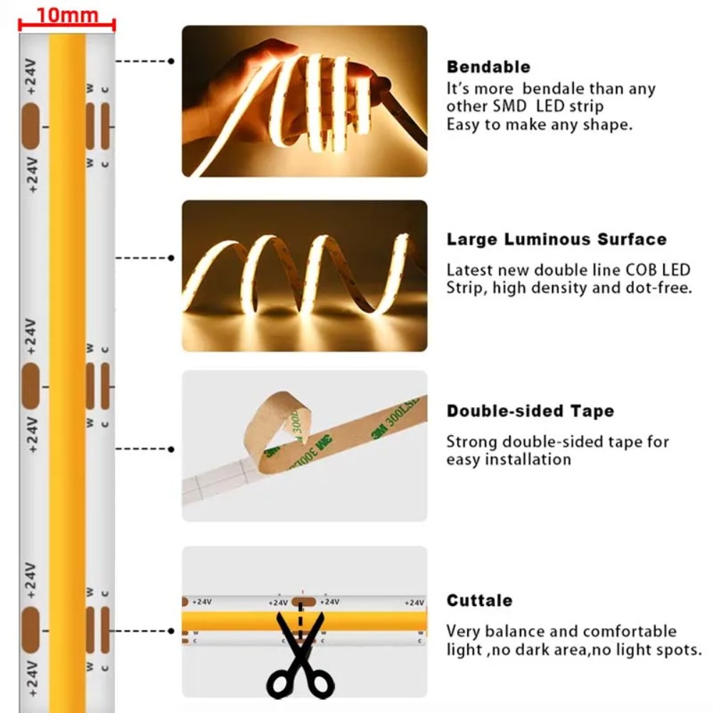 Luz LED COB CCT Tuya Zigbee 24 - Led Gaming Light Strip avaliação e preço